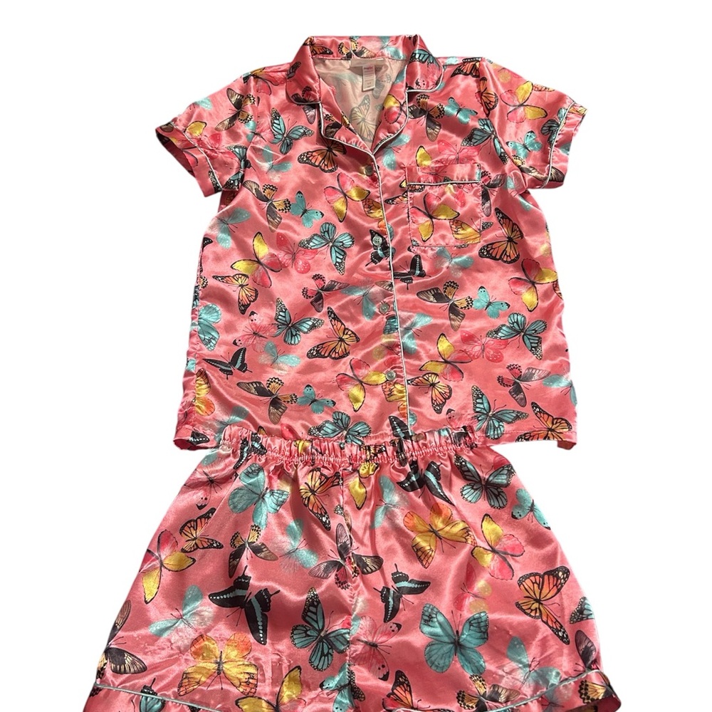Colorful Butterfly Print Kids Pajama Set